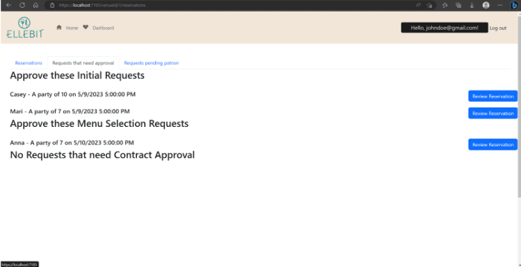 Screenshot of the Ellebit dashboard